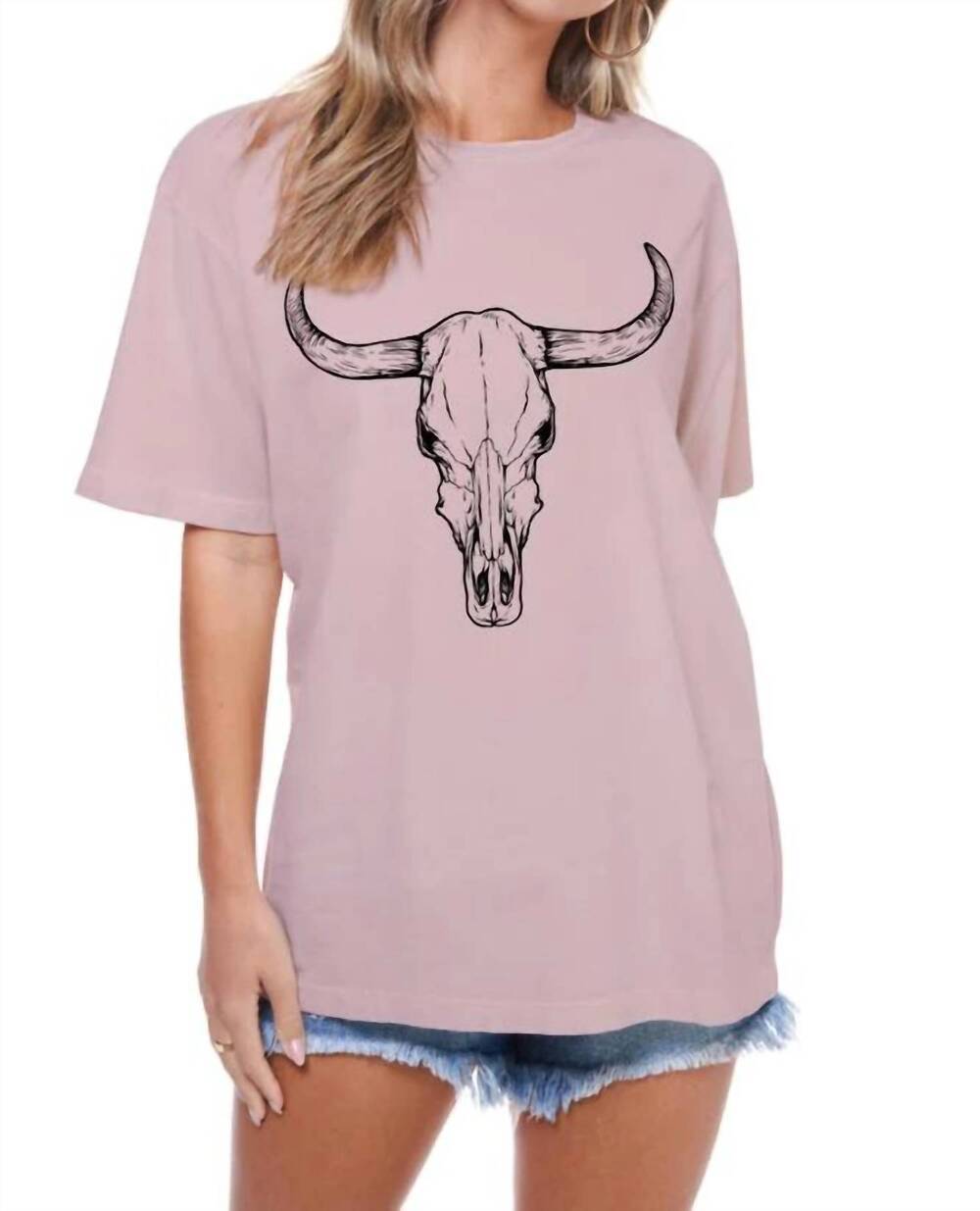 NEW ZUTTER women's longhorn graphic tee in rose pink